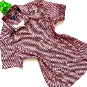 Perry Ellis  Total Stretch Slim Fit Short Sleeve Button Down Geometric Print S